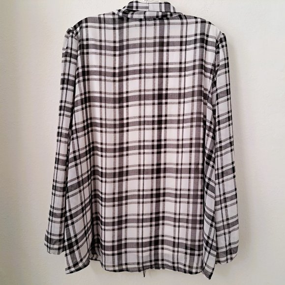 Lane Bryant Plaid Top Long Sleeve Size 14 Tie Neckline Great Condition - Picture 2 of 12